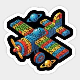 Brick Plane Build Block Building Airplane Astronaut Space Sticker